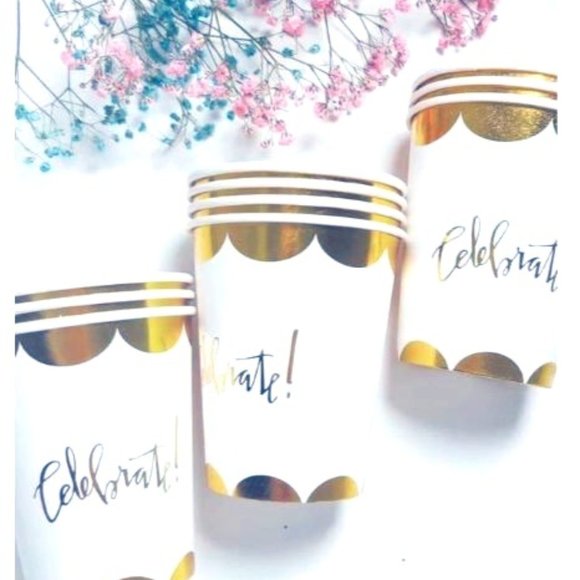 10 pc Gold CELEBRATE cups - Picture 1 of 1